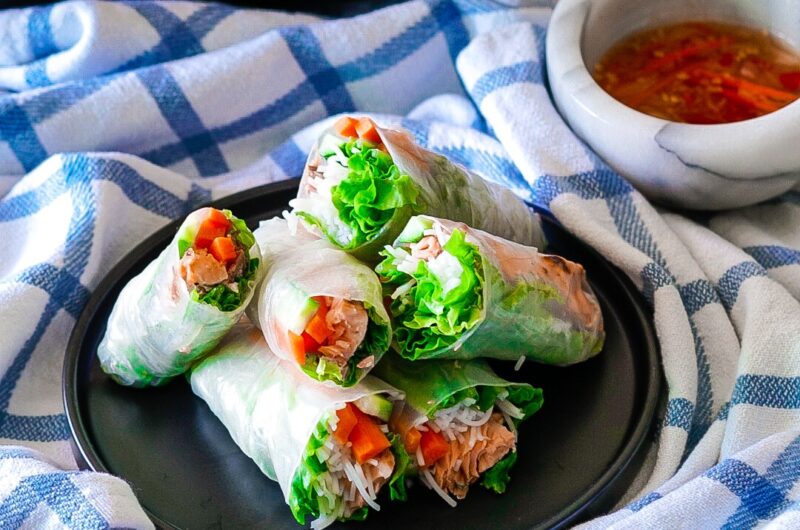 Grilled Salmon Spring Rolls