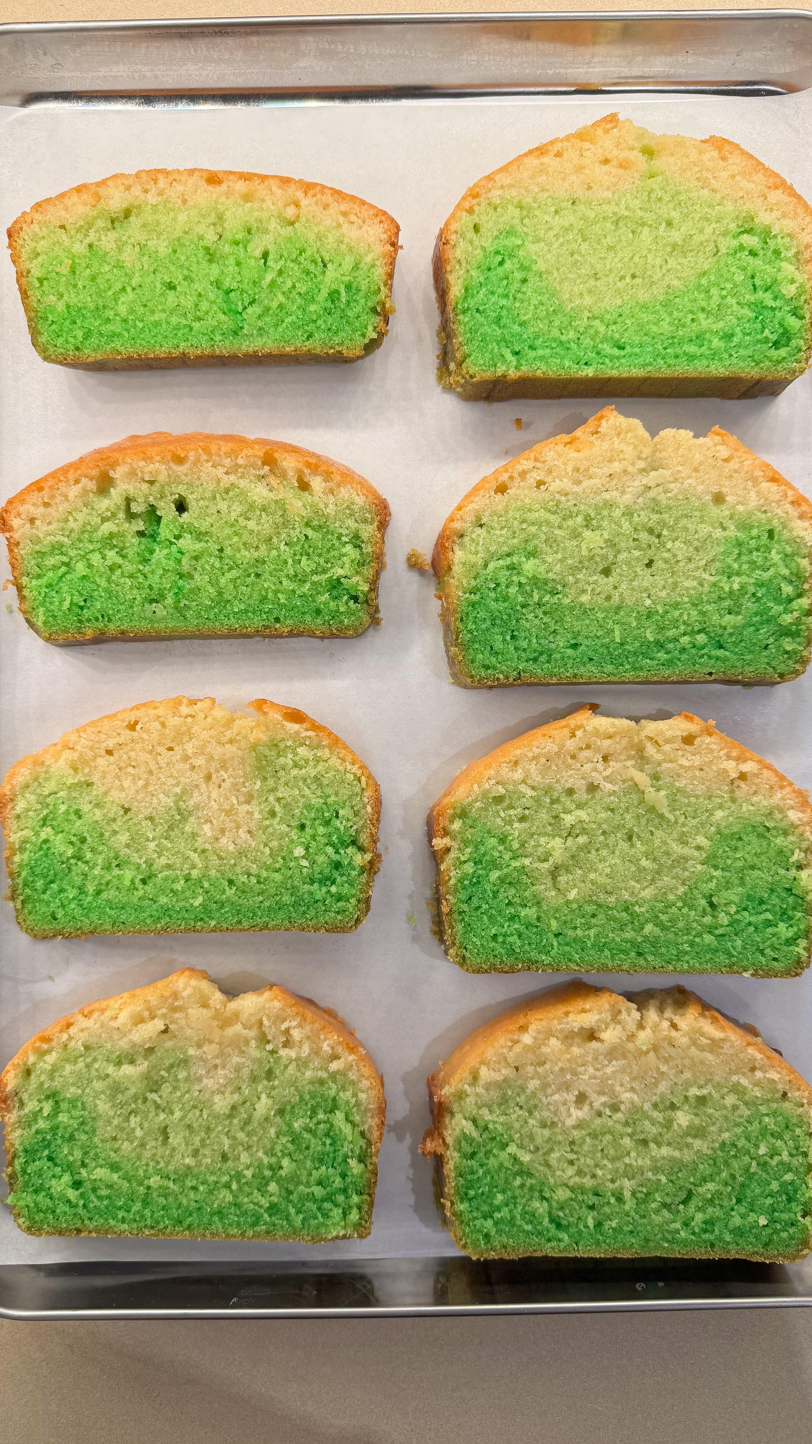 If you made it to my first @banhboxbakery pop-up in Seattle, you already know — this Ombré Pandan Butter Cake was one of the MVPs. 🧈🍰🌿 she sold out 2nd, but now she’s all yours. 💚

Full recipe: jenhdao.com/ombre-pandan-butter-cake

Ingredients

Wet Ingredients:
    •    1 ¼ cup (285g) unsalted butter
    •    1 ¼ cup (250g) granulated sugar
    •    4 large eggs
    •    ⅔ cup (160ml) coconut milk
    •    2 tsp vanilla extract
    •    3 tbsp fresh pandan extract 
    •    ⅓ tsp pandan extract

Dry Ingredients:
    •    2 ½ cups (312g) all-purpose flour
    •    2 tsp baking powder
    •    ½ tsp salt

Simple Syrup Glaze:
    •    ⅓ cup water
    •    ⅓ cup granulated sugar
    •    ½ tsp vanilla

#ombre #pandan #buttercake #poundcake #coconut #asianinspired #banhbox #asiandesserts
