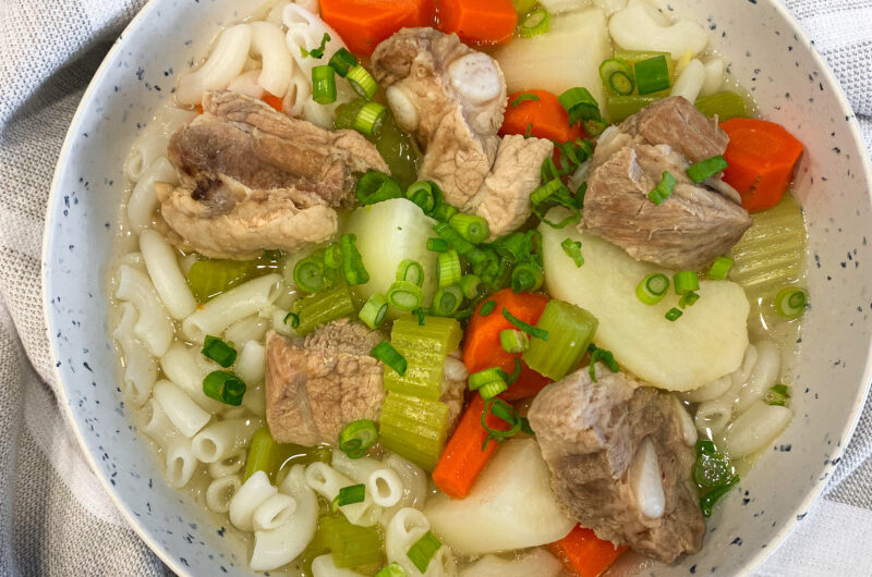 How To Make Súp Nui Sườn Heo (Macaroni Soup with Pork)